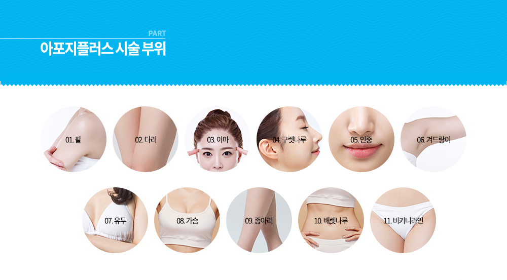 -시술 부위
팔, 다리, 이마, 구렛나루, 인중, 겨드랑이, 유두, 가슴, 배렛나루, 비키니라인, 종아리 등등 거의 모든 신체 부위

